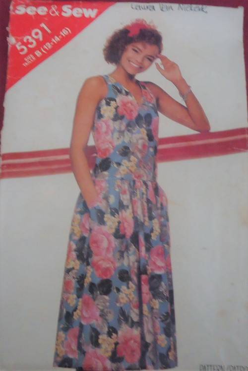 BUTTERICK 5391  - SLIGHTLY FLARED, DROPPED WAIST DRESS SIZE B=12-14-16 NO SEWING INSTRUCTIONS
