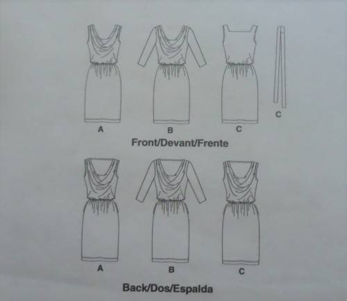 McCALLS M6069 PULLOVER COWL NECK DRESS & SASH SIZE A5=6-8-10-12-14 COMPLETE