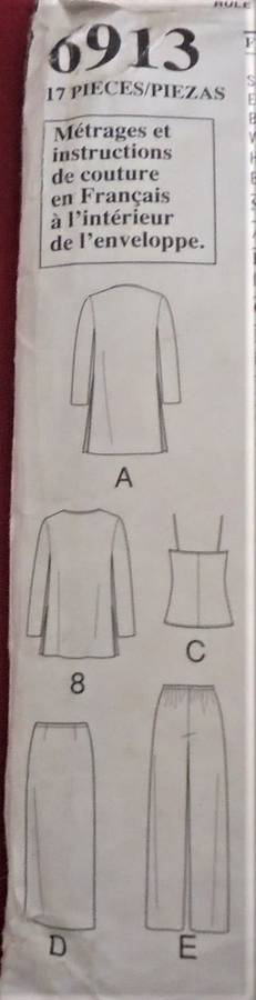 NEW LOOK PATTERN 6916 COAT-JACKT-CAMI-SKIRT-PANTS -5 SIZES IN ONE XS-XL ( 6-24) COMPLETE