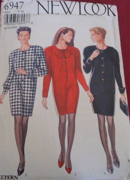 NEW LOOK PATTERN 6947 FRONT BUTTON DRESS -6 SIZES IN ONE 8-18 COMPLETE
