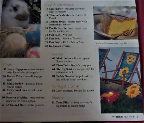 YOUR FAMILY APRIL 1998 WITH PULLOVER PATTERNS - SEE CONTENTS IN LISTING