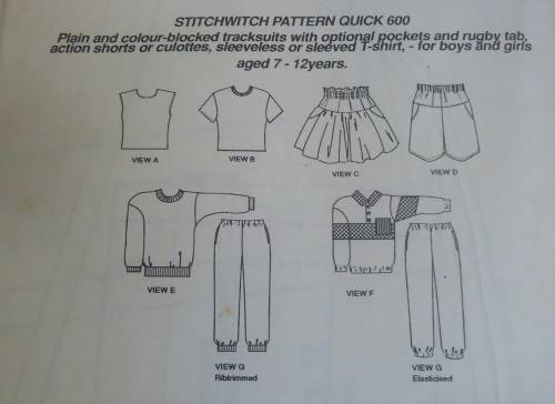 STITCHWITCH QUICK 600  KIDDIES TRACKSUIT-T SHIRT-SHORTS-CULOTTES SIZE 7-12 YEARS COMPLETE - SEALED