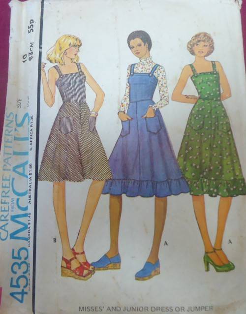 McCALL'S PATTERN 4535  SUMMER PINAFORE  SIZE 10 BUST 32 1/2"/83 CM COMPLETE