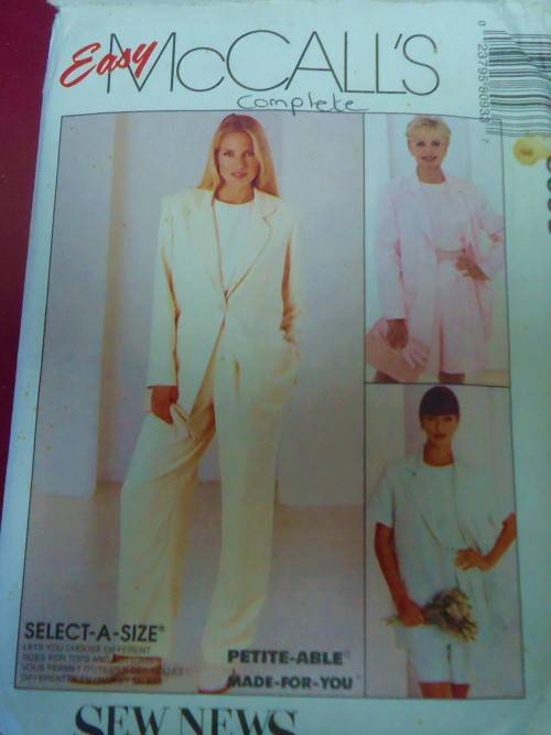 McCALL'S 8093 JACKET-TOP-PANTS-SHORTS SIZE D = 12-14-16 COMPLETE-PART CUT
