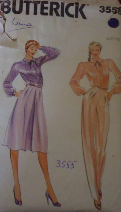 BUTTERICK PATTERN 3555 BLOUSE-SKIRT-PANTS SIZE 12  COMPLETE-UNCUT
