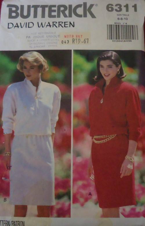 BUTTERICK PATTERN 6311 HIGH COLLAR DRESS SIZE 6-8-10 COMPLETE