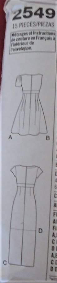 SIMPLICITY 2549 - DRESS WITH SKIRT VARIATIONS SIZE H5 = 6-8-10-12-14 COMPLETE