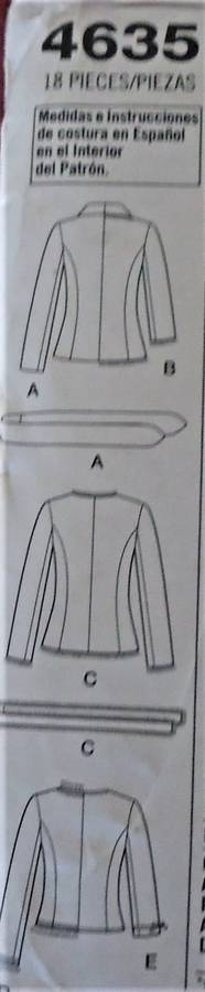 SIMPLICITY 4635 - LINED JACKET WITH TRIM VARIATIONS SIZE HH = 6-8-10-12 COMPLETE