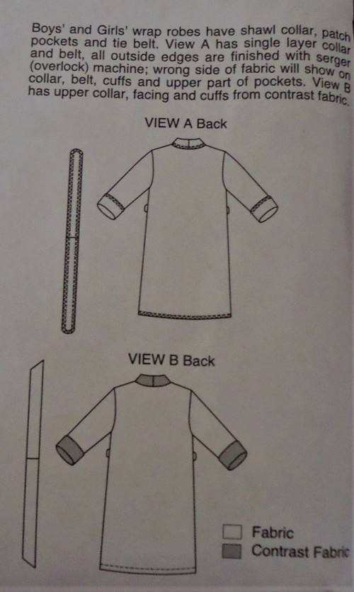 KWIK SEW PATTERNS 2654 KIDS ROBES SIZE XS(4-5)-S(6)-M(7-8)-L(10)-XL12-14 COMPLETE-UNCUT-F/FOLDED