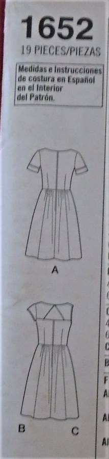 SIMPLICITY 1652 - DRESS WITH PATTRNS FOR CUPS SIZE A-B-C-D SIZE H5 = 6-8-10-12-14 COMPLETE