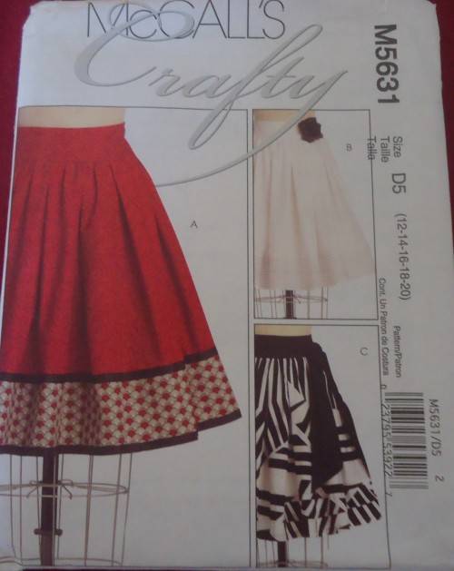 McCALLS CRAFTY M5631 FLARED SKIRTS SIZE D5=12-14-16-18-20 COMPLETE- MOSTLY UNCUT