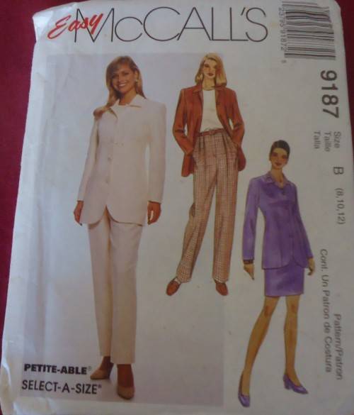 McCALLS 9187 UNLINED JACKET-SKIRT-PANTS SIZE 8-10-12 COMPLETE-UNCUT-F/FOLDED