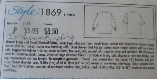 STYLE 1869 LONG OR SHORT SLEEVE SHIRTS  SIZE A8-20 SEE LISTING