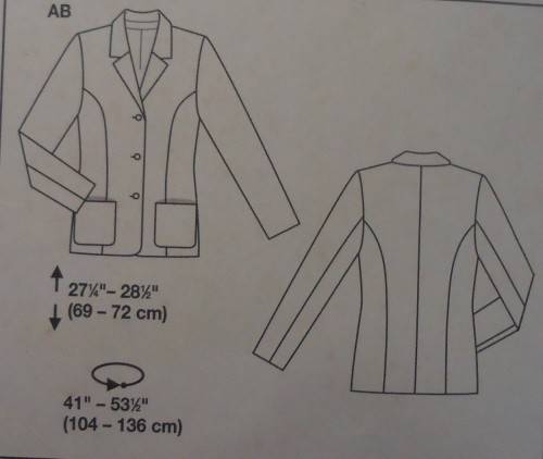 BURDA 8684 JACKET SIZE 10-12-14-16-18-20-22-24 COMPLETE