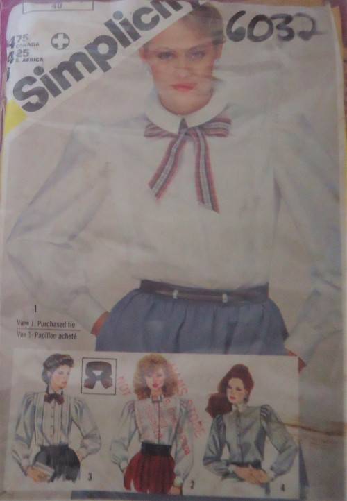 SIMPLICITY 6032 SET OF BLOUSES SIZE 12 COMPLETE-ZIPLOC BAG