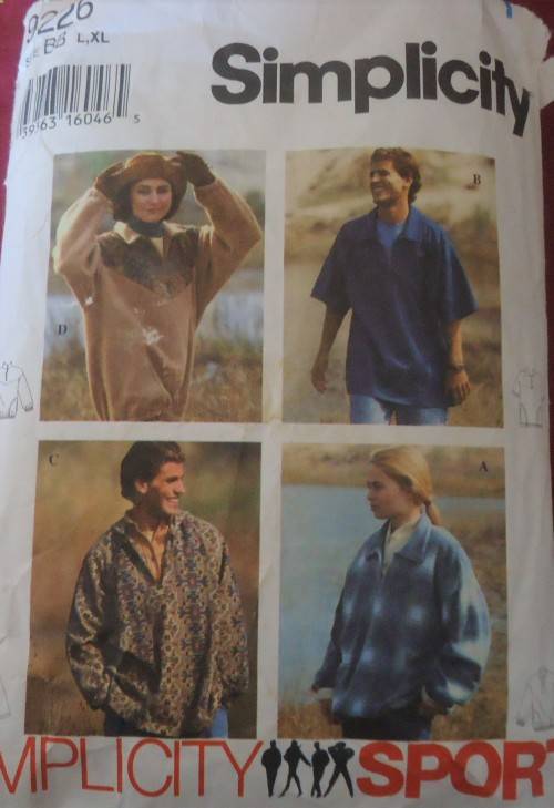 SIMPLICITY 9226 UNISEX TOP  SIZE XS-S-M -SEE LISTING
