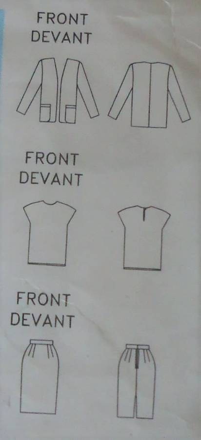 BUTTERICK PATTERN 5967 V-SHAPED JACKET-SKIRT-TOP  SIZE B = 12 + 14 + 16 COMPLETE