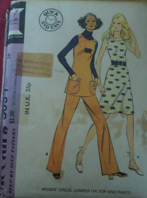 McCALL`S PATTERN 3094 DRESS-PINAFORE-TOP-PANTS SIZE 16 BUST 38` COMPLETE