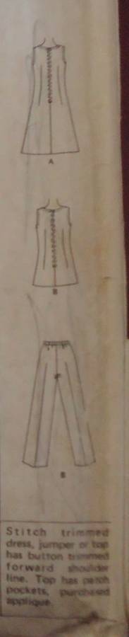 McCALL`S PATTERN 3094 DRESS-PINAFORE-TOP-PANTS SIZE 16 BUST 38` COMPLETE