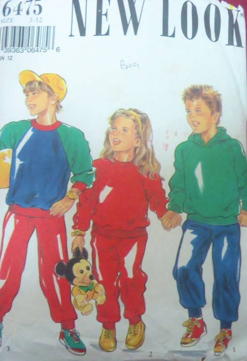 NEW LOOK PATTERNS 6475 KIDS HOODIE & TRACKSUIT SIZE 3 - 12 YEARS COMPLETE