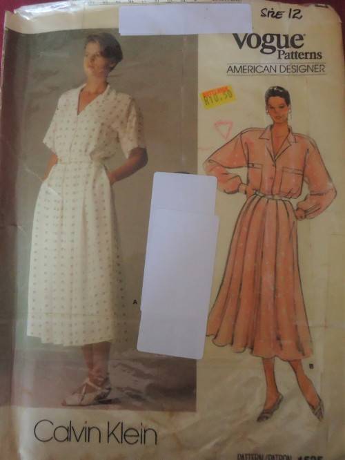 VOGUE AMERICAN DESIGNER -CALVIN KLEIN 1525 DRESS SIZE 12 COMPLETE