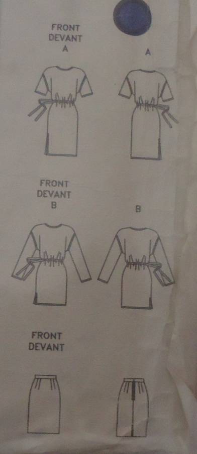 VOGUE 7932 DRESS-TUNIC-SKIRT  SIZE 8-10-12 COMPLETE-ZIPLOC BAG