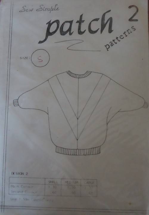 SEW SIMPLE PATCH PATTERNS BATWING SWEATSHIRT DESIGN 2 SIZE  SMALL (8-10) COMPLETE