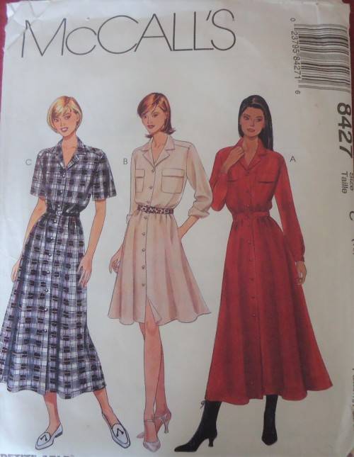 McCALLS 8427 DRESS & BELT SIZE C=10-12-14 SEE LISTING