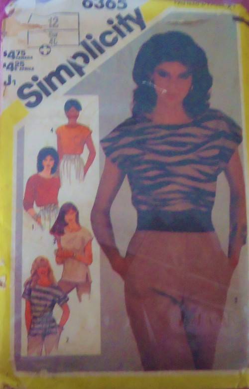 VINTAGE SIMPLICITY 6365 PULLOVER TOPS SIZE 12 SEE LISTING