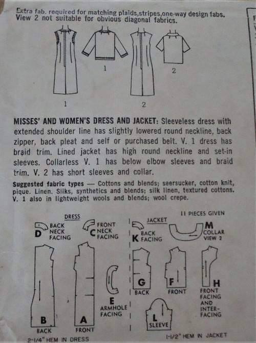 SIMPLICITY 6461 DRESS & JACKET SIZE 18 BUST 38` COMPLETE- ZIPLOC