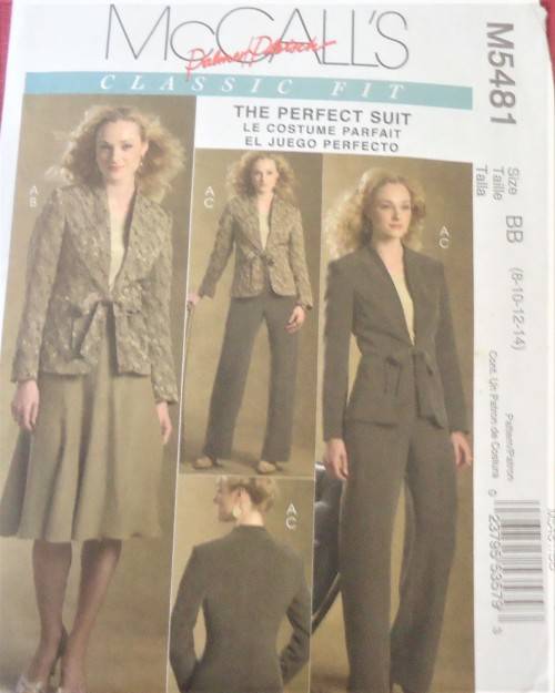 McCalls M5481 LINED JACKET-SKIRT-PANTS-SIZE BB=8-10-12-14 COMPLETE-UNCUT-F/FOLDED