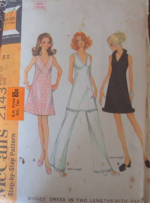 McCalls 2143 DRESS & PANTS SIZE 14 BUST 36"- COMPLETE-ZIPLOC BAG