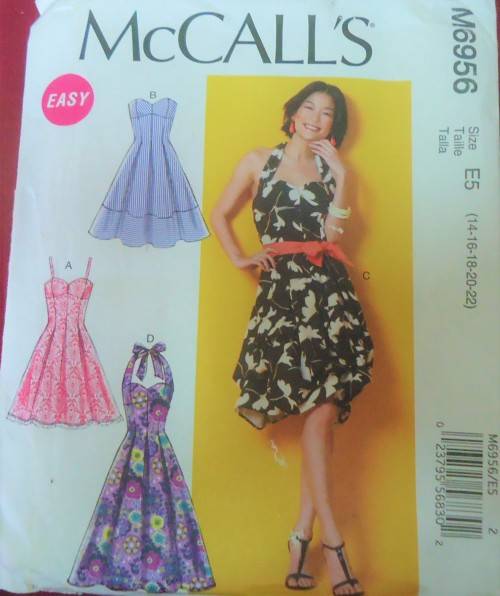 McCalls M6956 DRESSES-CLOSE FITTING-SELF LINED BRA  SIZE EE14-16-18-20-22 COMPLETE-UNCUT-F/FOLDED