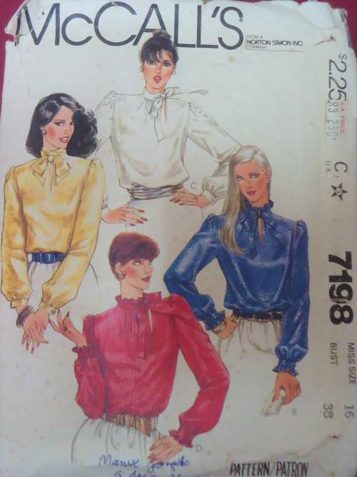 McCalls 7198 SET OF BLOUSES SIZE 16 BUST 38`  COMPLETE