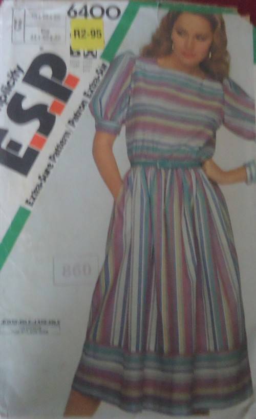 SIMPLICITY 6400 DRESS WITH ELASTIC WAISTLINE SIZEU=16-18-20 SEE LISTING