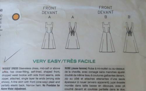 VOGUE 2507  MONTANA-DRESS- A-LINESKIRT+SHAPED TOP SIZE6-8-10 COMPLETE