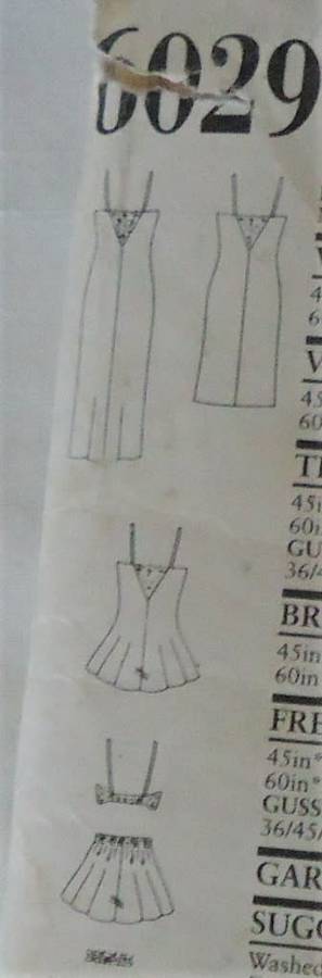 NEW LOOK PATTERNS 6029 -STUNNING LINGERIE SIZE 6-16 COMPLETE-MOSTLY UNCUT (2 PIECES CUT)