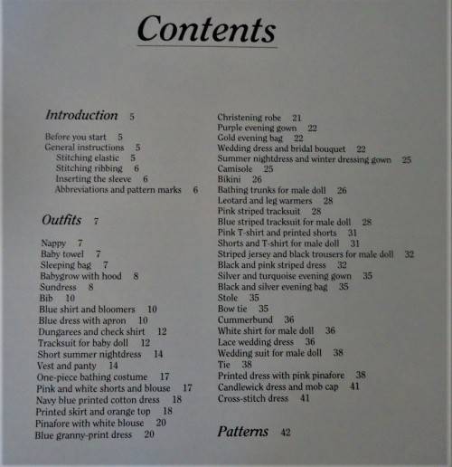 DOLLS' CLOTHES-PATTERNS FOR 36 EASY TO MAKE OUTFITS-MARTINI NEL-72 PAGES SOFTCOVER