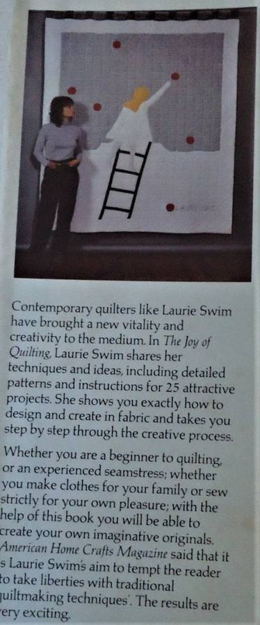 THE JOY OF QUILTING-LAURIE SWIM-100 PG HARDCOVER+DUSTJACKET-SPINE WORN