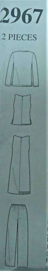STYLE 2967 JACKET-TOP-DRESS-PANTS SIZE A=10 - 22 COMPLETE