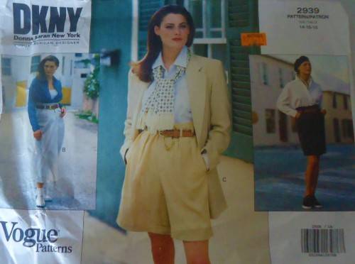 VOGUE 2939  DKNY SKIRT & SHORTS- SIZE 14-16-18 COMPLETE-UNCUT-F/FOLDED