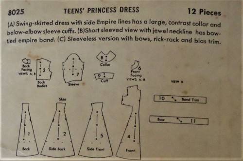 VVINTAGE BUTTERICK 8025 PRINCESS DRESS SIZE 10 BUST 30`  COMPLETE