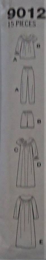 SIMPLICITY 9012 SLEEPWEAR SIZE AA=XS-S-M = 6 - 16 COMPLETE