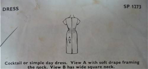 VINTAGE STYLE PRINT 1273 COCKTAIL OR SIMPLE DAY DRESS SIZE 36" BUST COMPLETE-ZIPLOC BAG