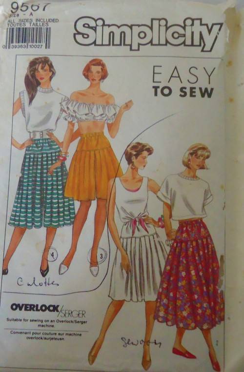 SIMPLICITY 9567 PULL ON SKIRT OR CULOTTES SIZE A=6-24 COMPLETE-UNCUT-F/FOLDED