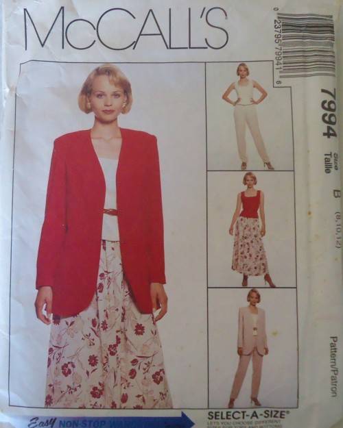 McCALLS 7994 JACKET-VEST-PULL ON PANTS-PULL ON SKIRT SIZE B8-10-12 - COMPLETE-NO SEWING INSTRUCTION