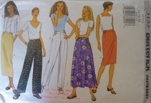BUTTERICK PATTERN 3133 PULL ON SKIRT & PANTS SIZE 14-16-18 COMPLETE-PART CUT