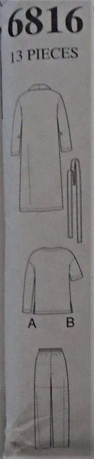 NEW LOOK 6816 -UNISEX GOWN-SHORT & LONG PJS  SIZE S-XXL (34-52") COMPLETE-UNCUT-F/FOLDED