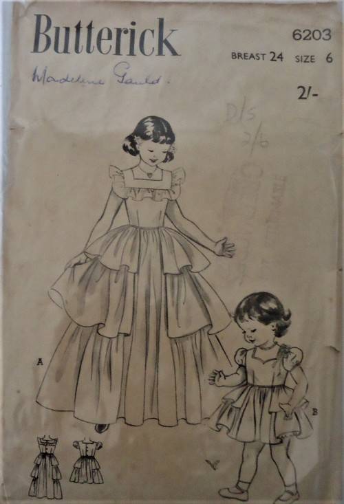 V/BUTTERICK PATTERN 6203 GIRLS PARTY DRESS SIDE TIER SKIRT SIZE 6 YEARS BREAST 24" COMPLETE-ZIPLOC