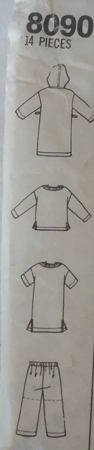 SIMPLICITY 8090  KIDS PJS-NIGHTSHIRT-HOODIE ROBE & BELT SIZE BB=5-6X YEARS COMPLETE-UNCUT-F/FOLDED